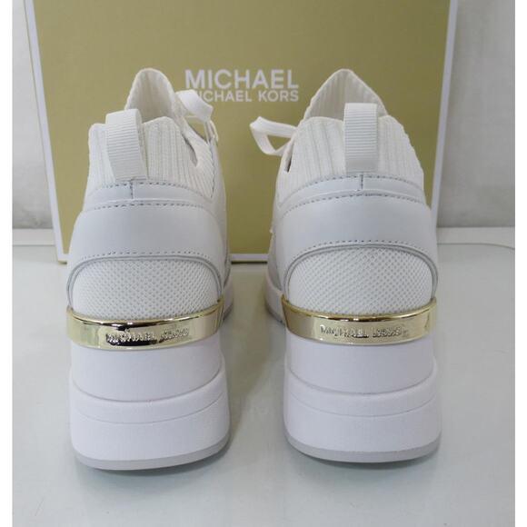 Michael Kors Georgie Knit Trainer Wedge Sneakers MK Logo Optic White Size 9.5 - Picture 5 of 8
